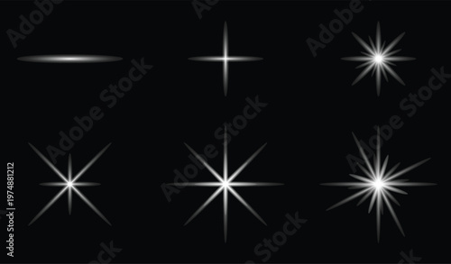 Collection of white starburst effects on for design and decoration purposes