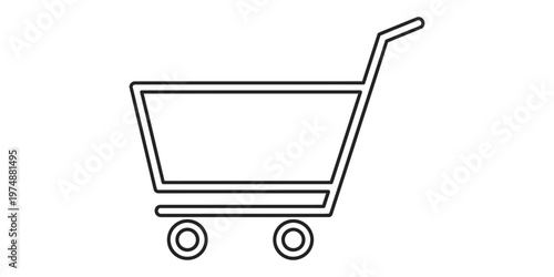 Simple line drawing of a shopping cart a minimalist icon for e commerce and retail concepts