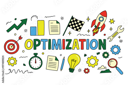 workflow and optimization illustration, combining data visualization, analytical tools and business metrics for productivity and strategic planning.