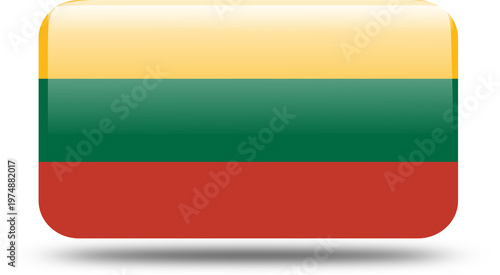 A vector illustration featuring the national flag of Hungary and Bulgaria as a button and icon design alongside the waving Lithuanian banner to represent each European state nation with patriotic symb