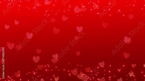 3D Red Hearts Floating with Twinkling Stars on Gradient Background