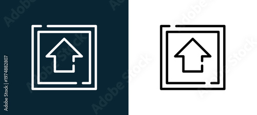 Two-tone up arrow line icon pair in black and white, editable stroke vector illustration for web, mobile apps, UI design, branding, and print from Arrow