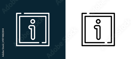 Two-tone about line icon pair in black and white, editable stroke vector illustration for web, mobile apps, UI design, branding, and print from Arrow