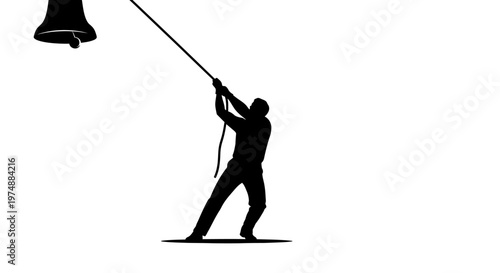Man ringing large bell rope.