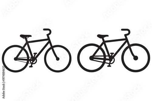 Two black bicycle silhouettes on white background bike