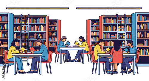 People Studying in Library.