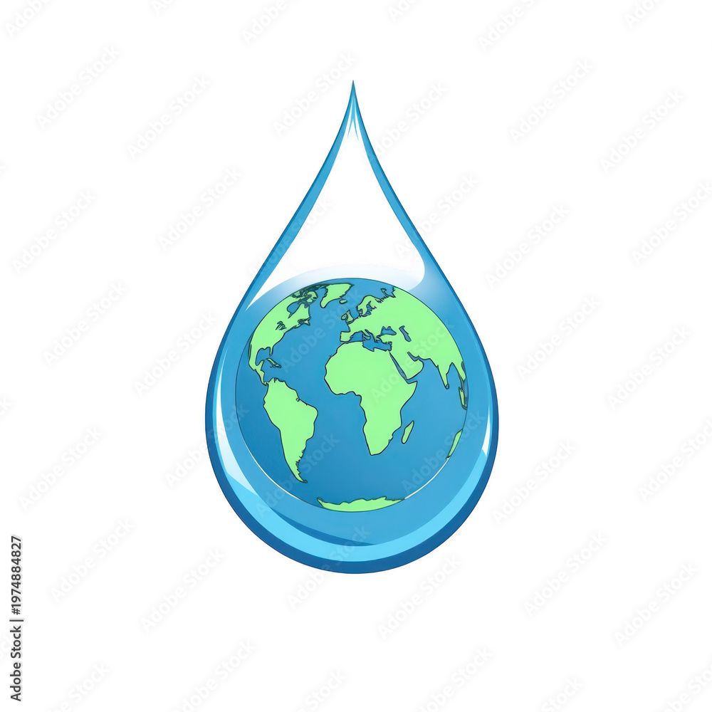 Obraz premium A blue and green globe inside a water droplet
