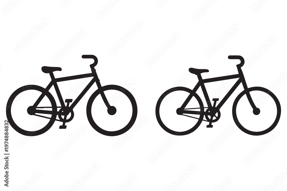 Obraz premium Two black bicycle silhouettes on white background bike