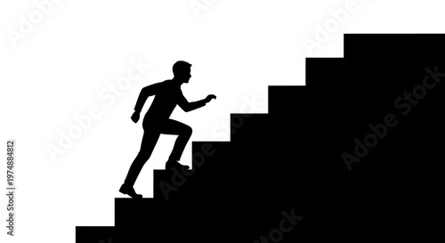 Man Running Up Staircase Silhouette.