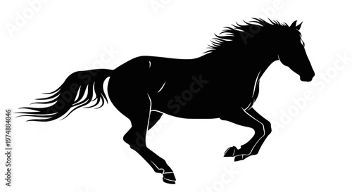 Black Horse Silhouette Running Freely.