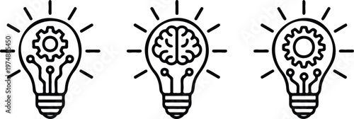 Minimalist vector icon set of a backpacker hiking with a trekking pole in outline, solid black, and flat earth-tone color styles for outdoor adventure branding.