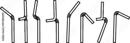 Various types of scissors and shears arranged horizontally Vector