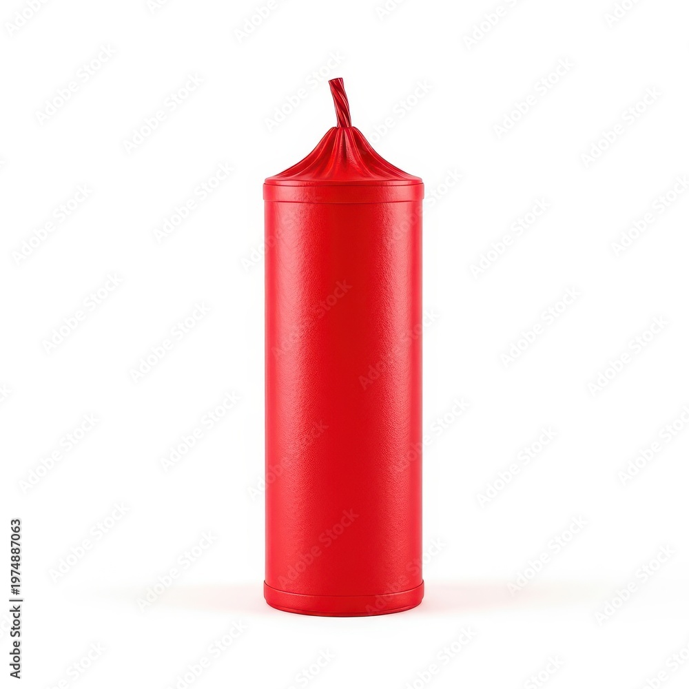 Obraz premium A vibrant red festive firecracker isolated on a clean white background, showcasing explosive celebration and potential danger, celebration, material, crisp