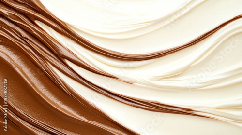 Chocolate and Vanilla Swirl: A delicious contrast of rich chocolate and smooth vanilla create a visually stunning swirl, inviting indulgence and showcasing a harmonious blend of flavors.