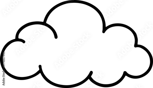 Black outline cloud vector icon isolated on white, digital illustration for weather, data, or sky concepts, minimal graphic element