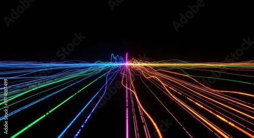 Abstract visualization of complex digital data streams and network connectivity in a high-tech future environment, virtual, science, cyberspace