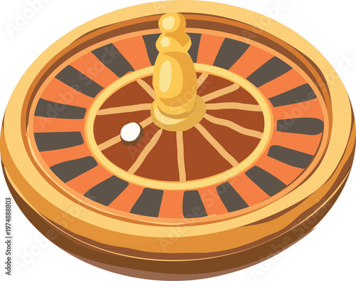 A flat minimalist vector illustration of a roulette wheel with a central spindle and ball, representing casino gaming and chance.