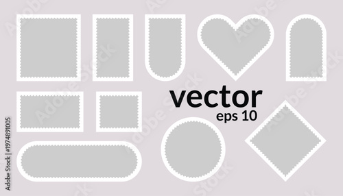 Postage Stamp Frame Border Vector Set 