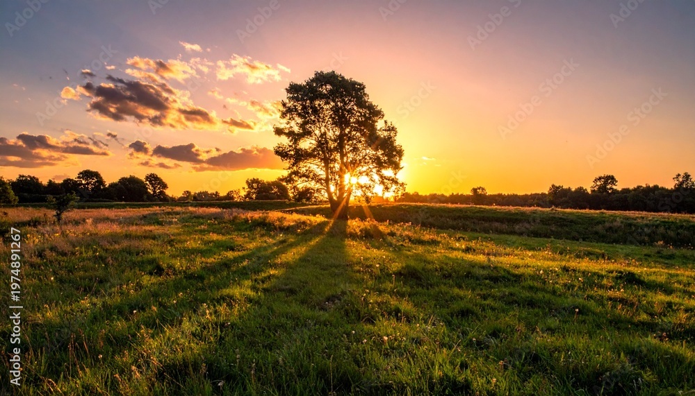 Fototapeta premium sunset in the field