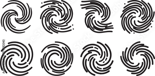 Black and white swirl patterns arranged in a neat grid layout Vector
