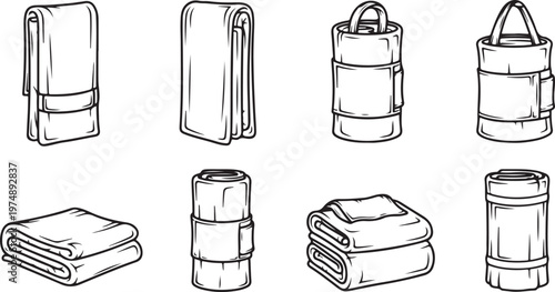 Various types of empty containers and storage bins depicted in line drawings Vector