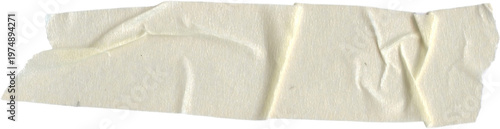 Fotografía Torn white masking tape piece isolated on black background