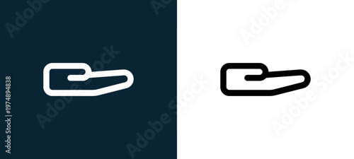 Black and white hand outline icon duo, editable stroke vector illustration for web, mobile apps, UI design, branding, and print from Marketplace