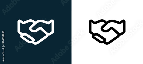 Black and white hand outline icon duo, editable stroke vector illustration for web, mobile apps, UI design, branding, and print from Marketplace