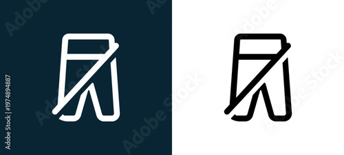 Black and white pants outline icon duo, editable stroke vector illustration for web, mobile apps, UI design, branding, and print from Marketplace