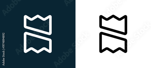 Black and white receipt outline icon duo, editable stroke vector illustration for web, mobile apps, UI design, branding, and print from Marketplace