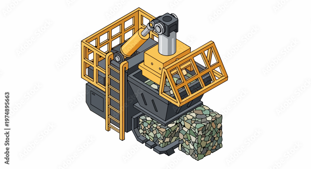 custom made wallpaper toronto digitalIsometric Industrial Waste Baler and Compactor Machine for Recycling and Rubble Processing