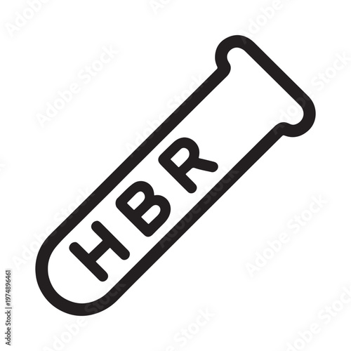 Simple black and white illustration of a test tube with HBR