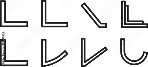 Various letters of the alphabet in black and lined styles Vector