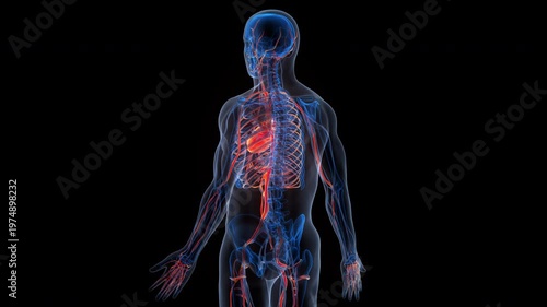 Human Circulatory System Heart Anatomy Animation Concept
