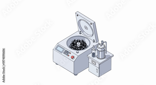 Isometric Laboratory Centrifuge Machine for Medical Research and Biotech Science Analysis on White Background
