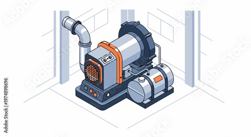 Isometric Industrial Machine Illustration - Professional Engineering and Manufacturing Equipment Vector Design