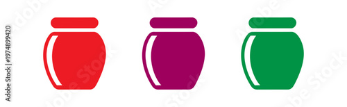 Set of three colorful jars icons