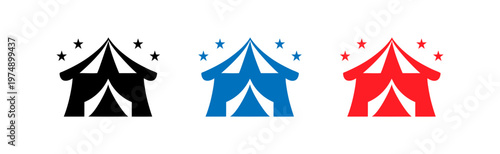 Colorful circus tents with decorative patterns