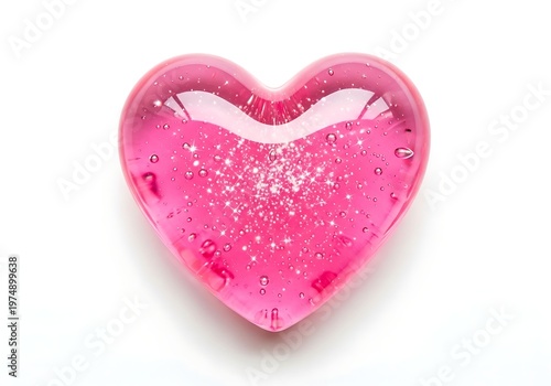 A pink heart shaped object with glitter