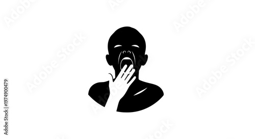Yawning Person Silhouette, Exhaustion and Fatigue Concept