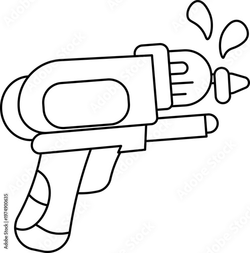 Illustration of Songkran Water Gun Cartoon Element outline