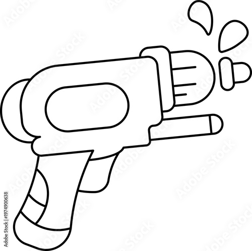 Illustration of Songkran Water Gun Cartoon Element outline