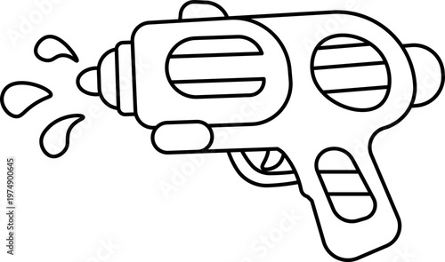 Illustration of Songkran Water Gun Cartoon Element outline