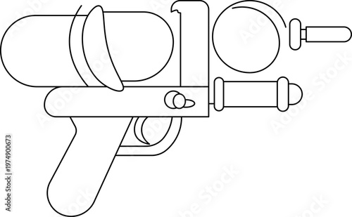 Illustration of Songkran Water Gun Cartoon Element outline