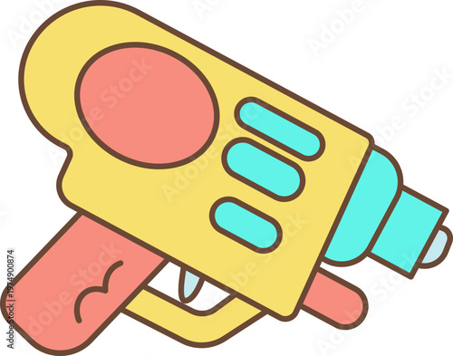 Illustration of Songkran Water Gun Cartoon Element shape