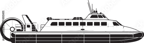 Side view diagram of a modern high-speed passenger ferry with detailed structural lines