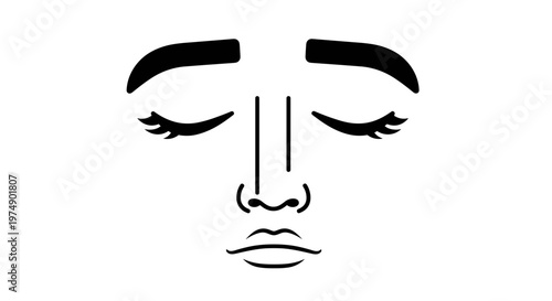 Stylized minimalist illustration of a serene face with closed eyes conveying peace tranquility and introspection