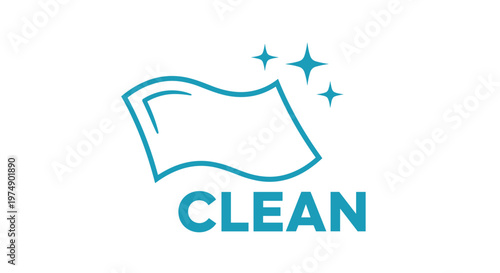 Sparkling clean symbol with a cloth wiping away dirt and dust representing hygiene and freshness for home or commercial