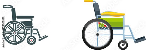 A sleek, unbranded wheelchair in dark grey and silver sits on a pure white background, exuding a clean and modern aesthetic suitable for rehabilitation themes