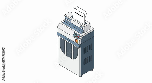 Isometric Paper Shredder Vector for Data Security and Document Destruction